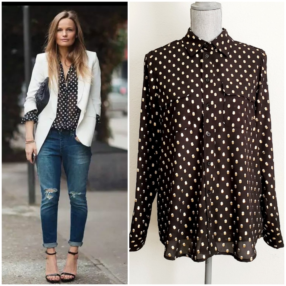 Victoria Beckham Who What Wear Polka dots Blouse - Picture 2 of 8